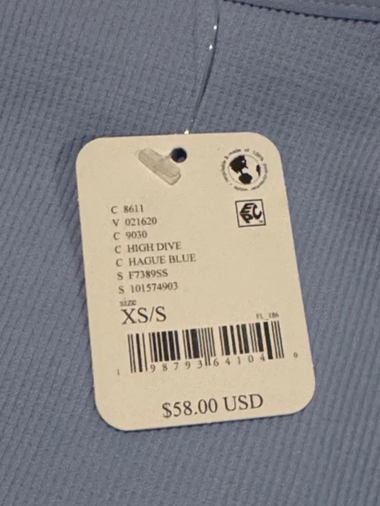 FP Movement by Free People Light Blue Ribbed Off-Shoulder Crop Top - Picture 3 of 3